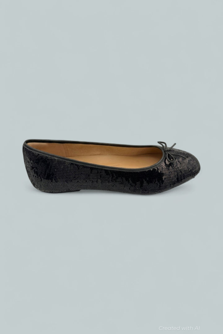 Women’s Delicato Bow Sequin Ballet Flats - Black - Flats