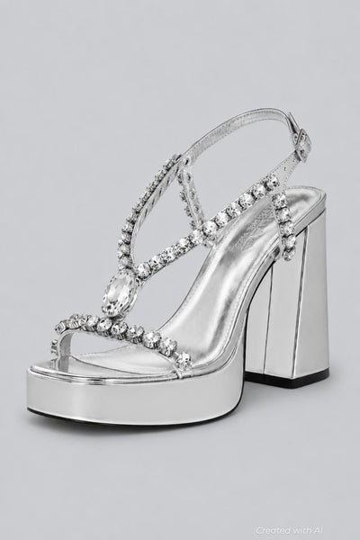 Women’s Disco Platform Sandals Exclusive - Silver - 5 - Sandal