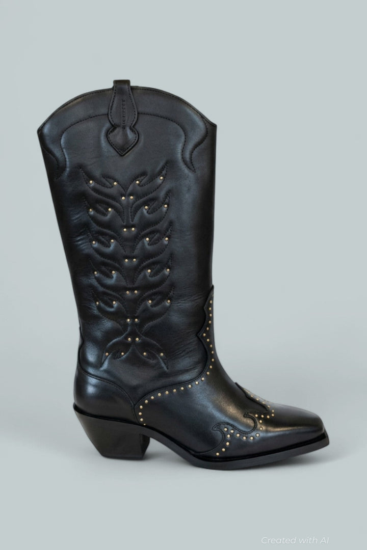Women’s Dolly Studded Boots - Black - 8 - Boots
