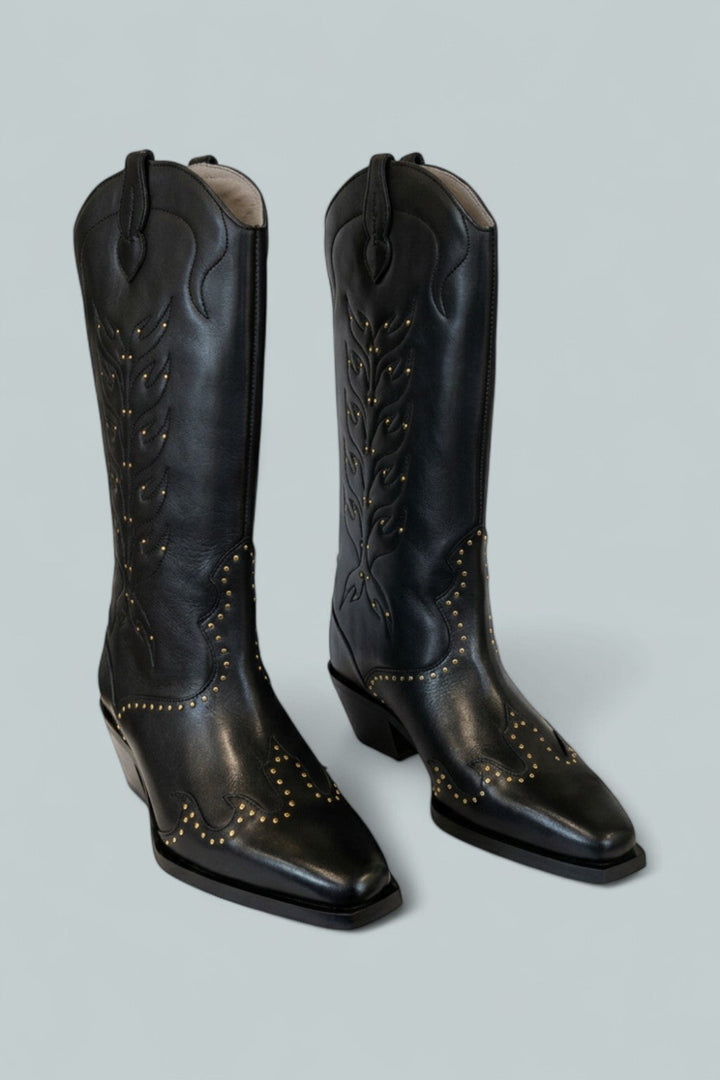 Women’s Dolly Studded Boots - Black - 8 - Boots