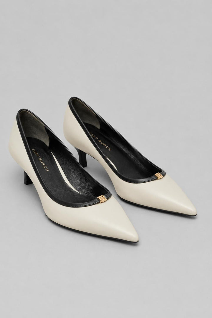 Women’s Double T Buckle Kitten Pumps - Light Cream - Heels