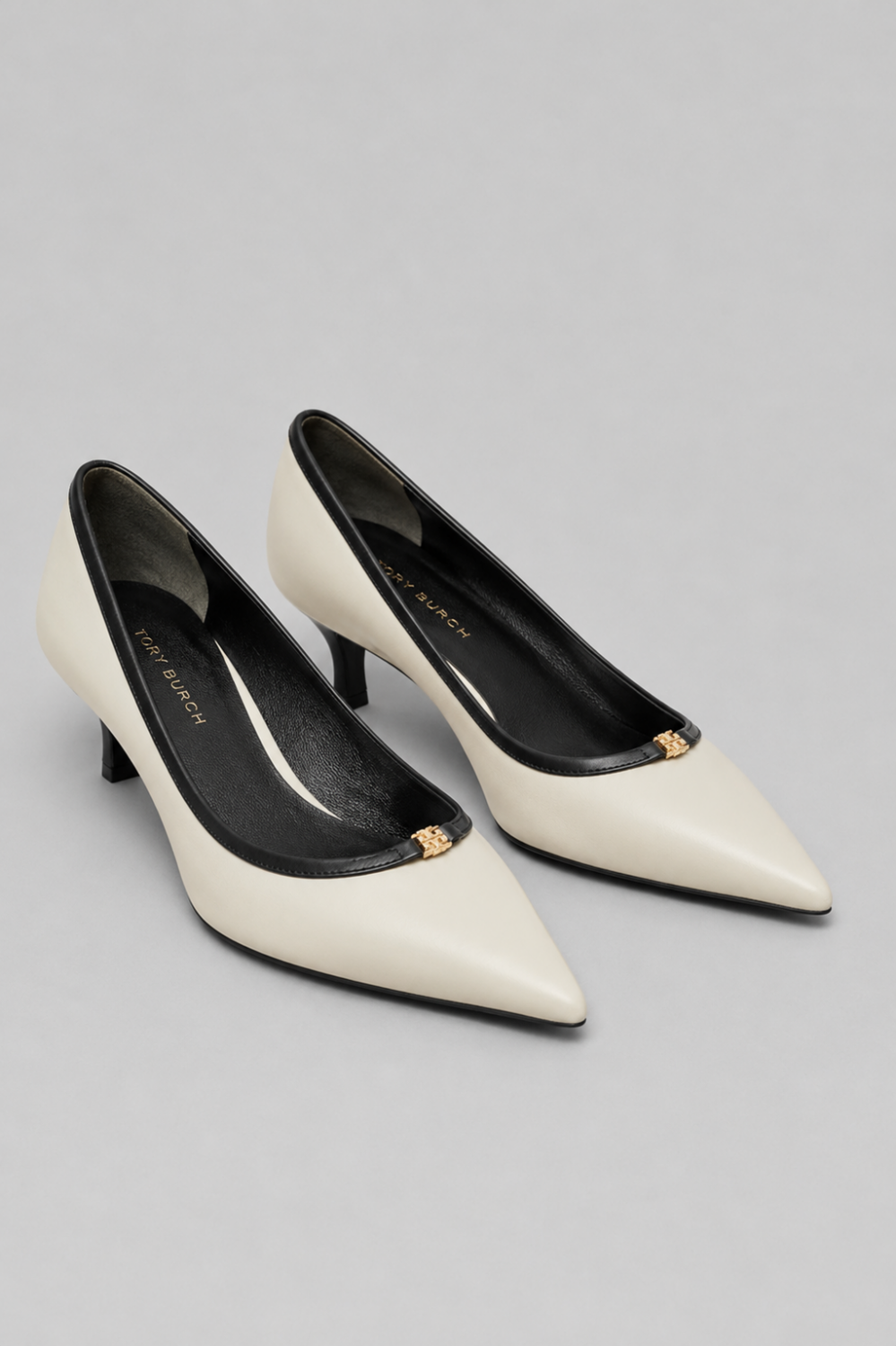 Women’s Double T Buckle Kitten Pumps - Light Cream - Heels