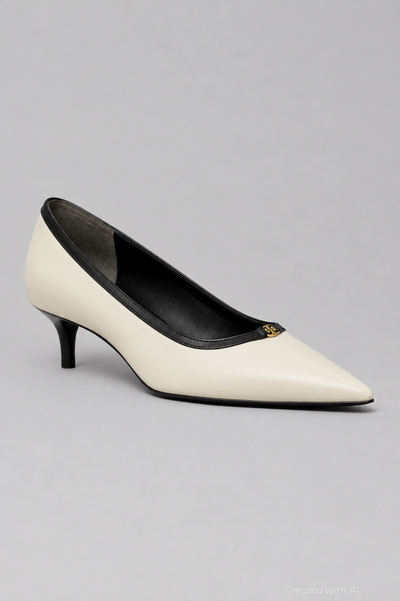Women’s Double T Buckle Kitten Pumps - Light Cream - Heels
