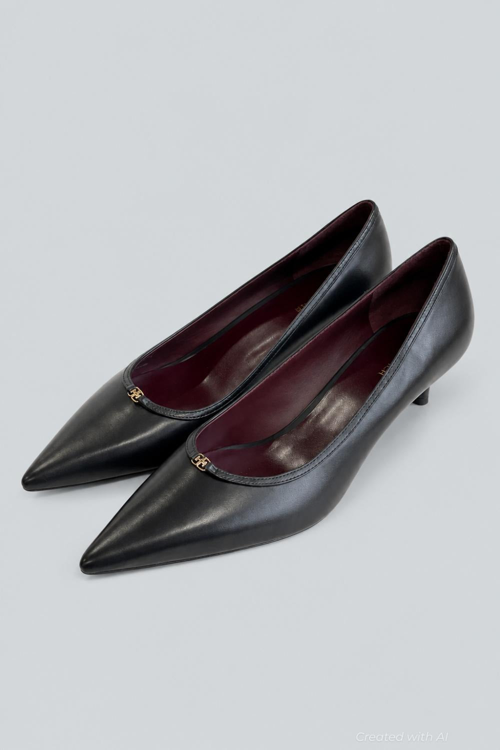 Women’s Double T Kitten Heel Pumps - Perfect Black - 9.5 - Heels