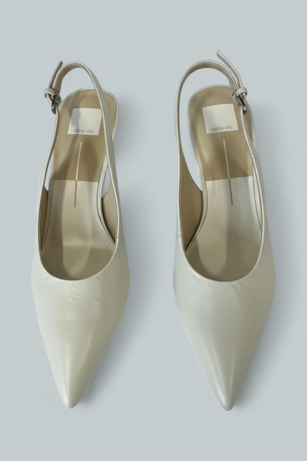 Women’s Elasi Slingback Pumps - White Leather - 10 - Pumps