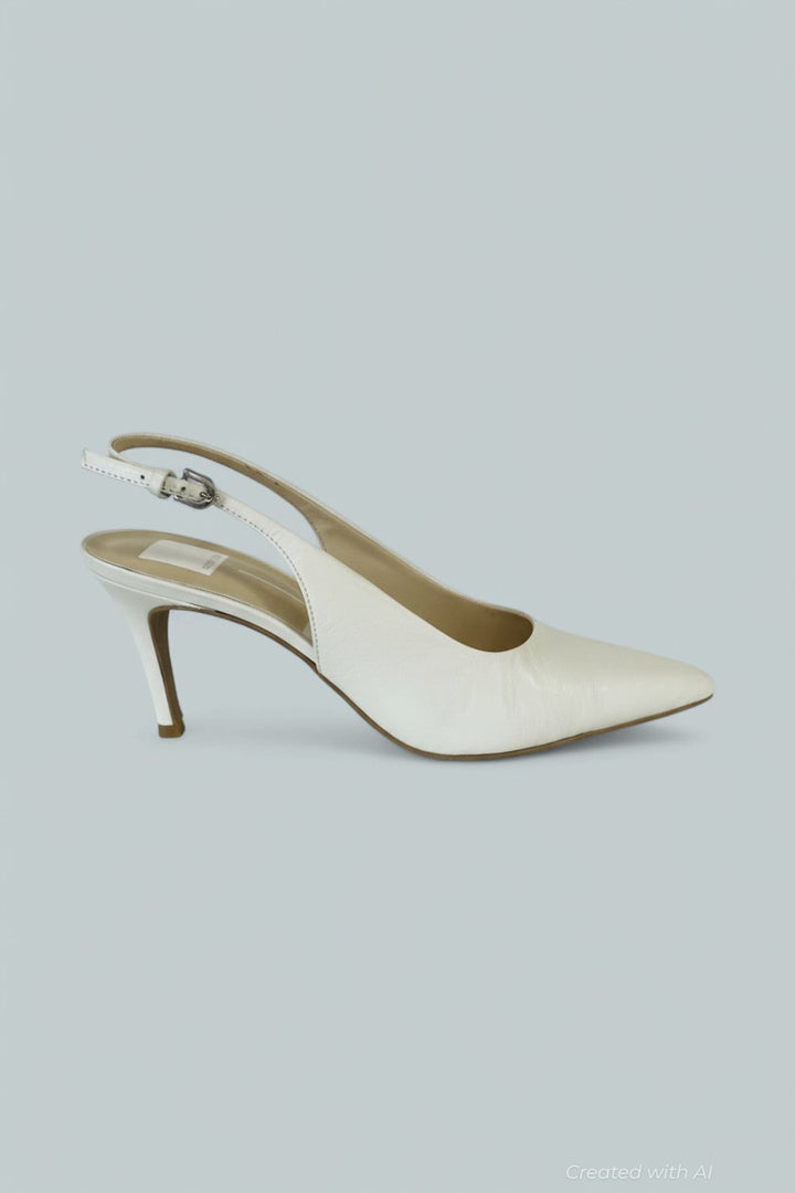 Women’s Elasi Slingback Pumps - White Leather - 10 - Pumps