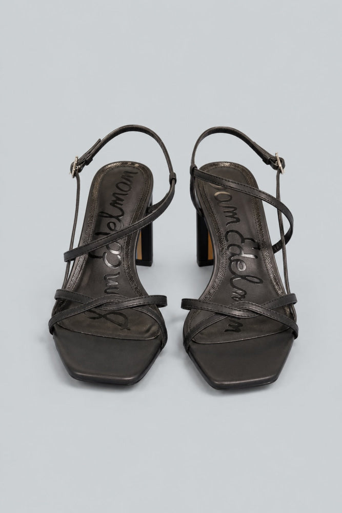 Women’s Elissa Leather Block Heel Sandals - Black - 7 - Sandals