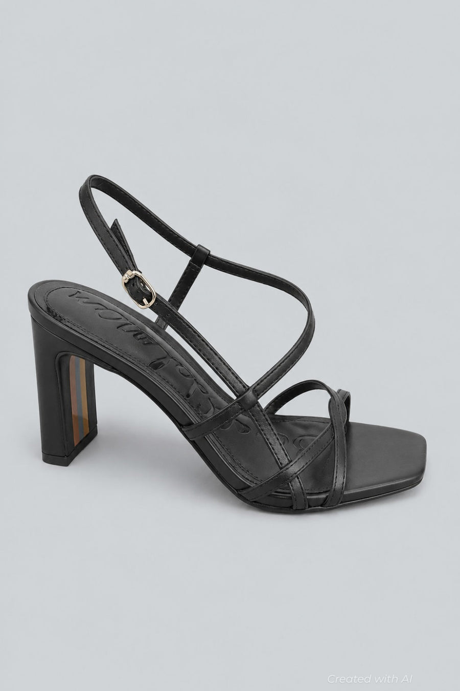 Women’s Elissa Leather Block Heel Sandals - Black - 7 - Sandals