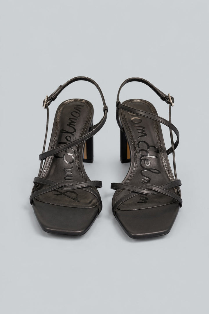 Women’s Elissa Leather Block Heel Sandals - Black - 7 - Sandals