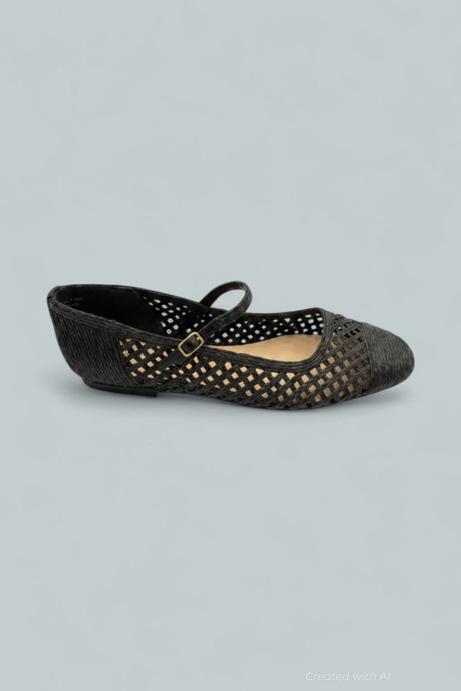 Women’s Ellie Raffia Flats - Black - Flats