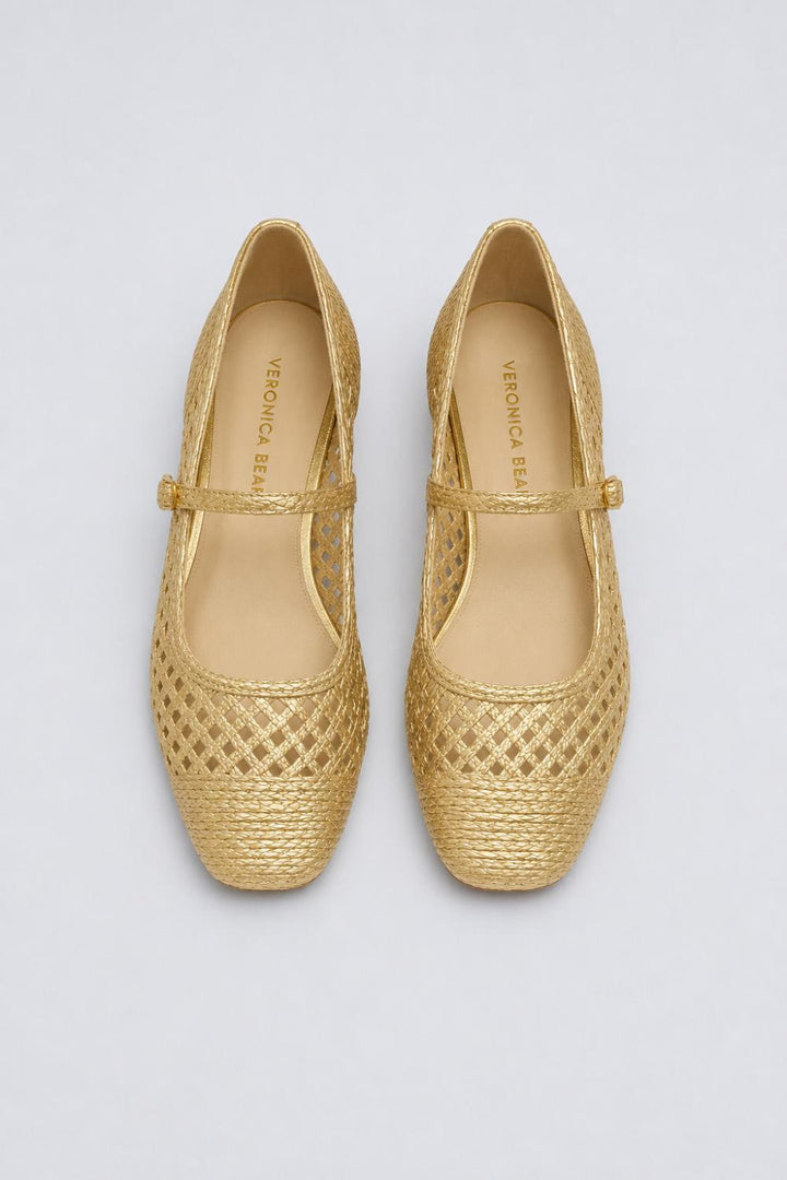 Women’s Ellie Raffia Flats - Pale Gold - Flats