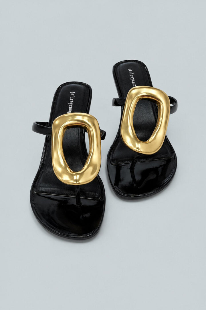Women’s Embellished Jelly Thong Sandals - Black Gold - Flip Flop