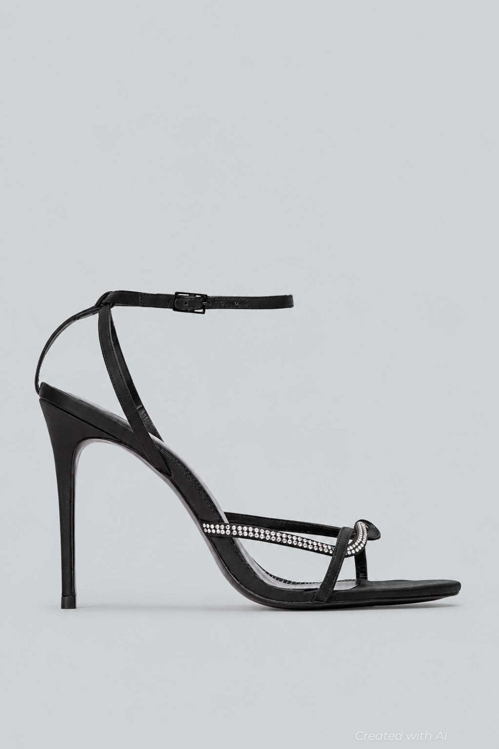Women’s Embellished Sandals - Black Satin - 9 US / 39 EU - Sandals