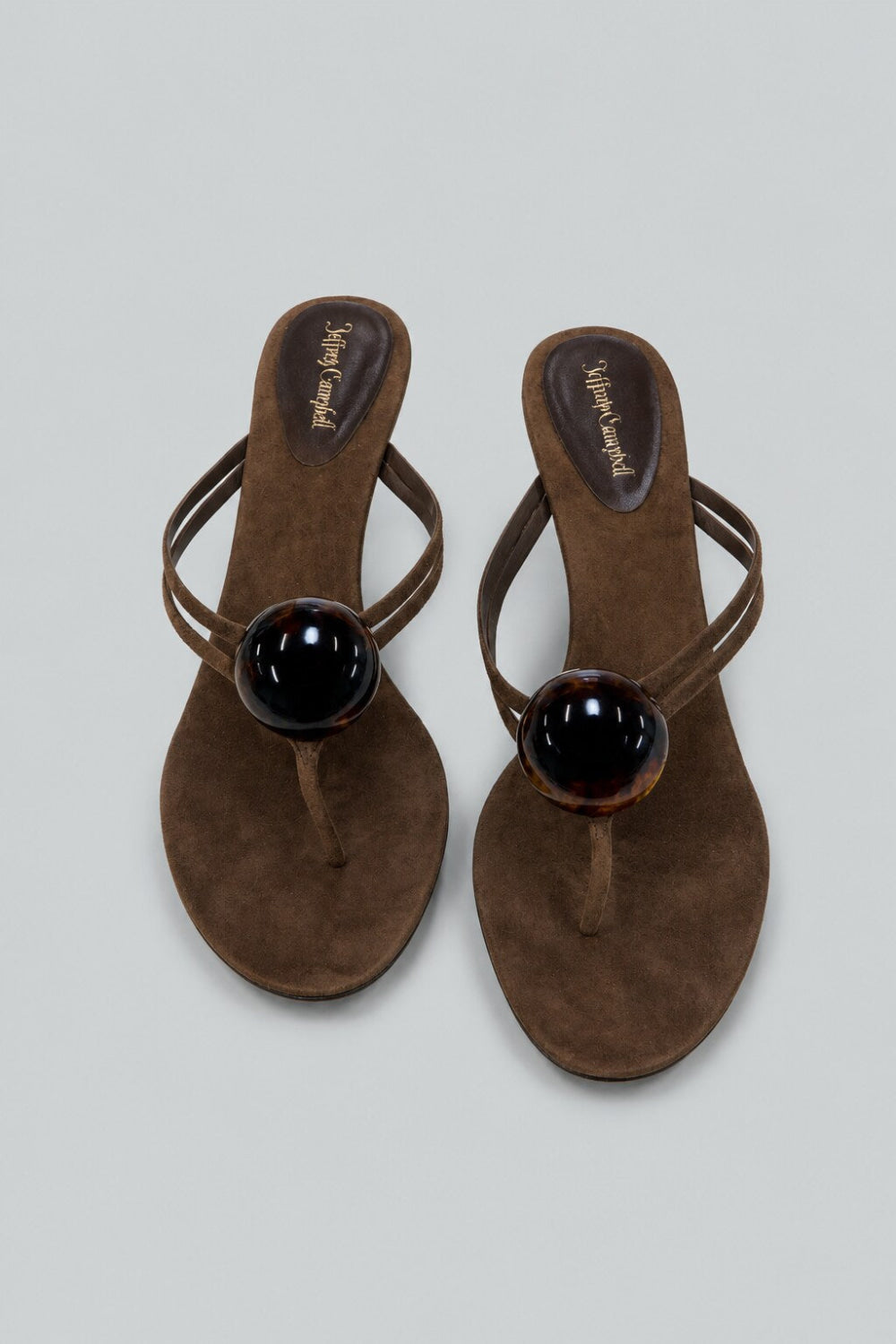 Women’s Embellished Thong Sandals - Brown Suede Combo - Sandal