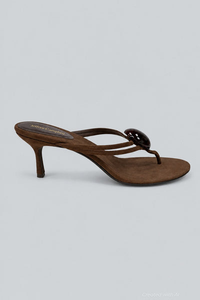 Women’s Embellished Thong Sandals - Brown Suede Combo - Sandal