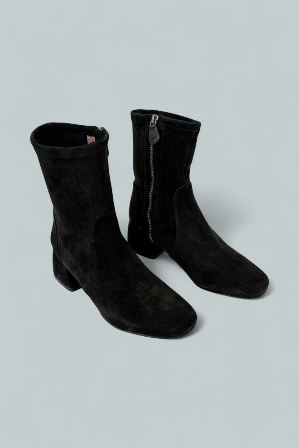 Women’s Emily Zip Mid Heel Boots - Black Suede - Boots
