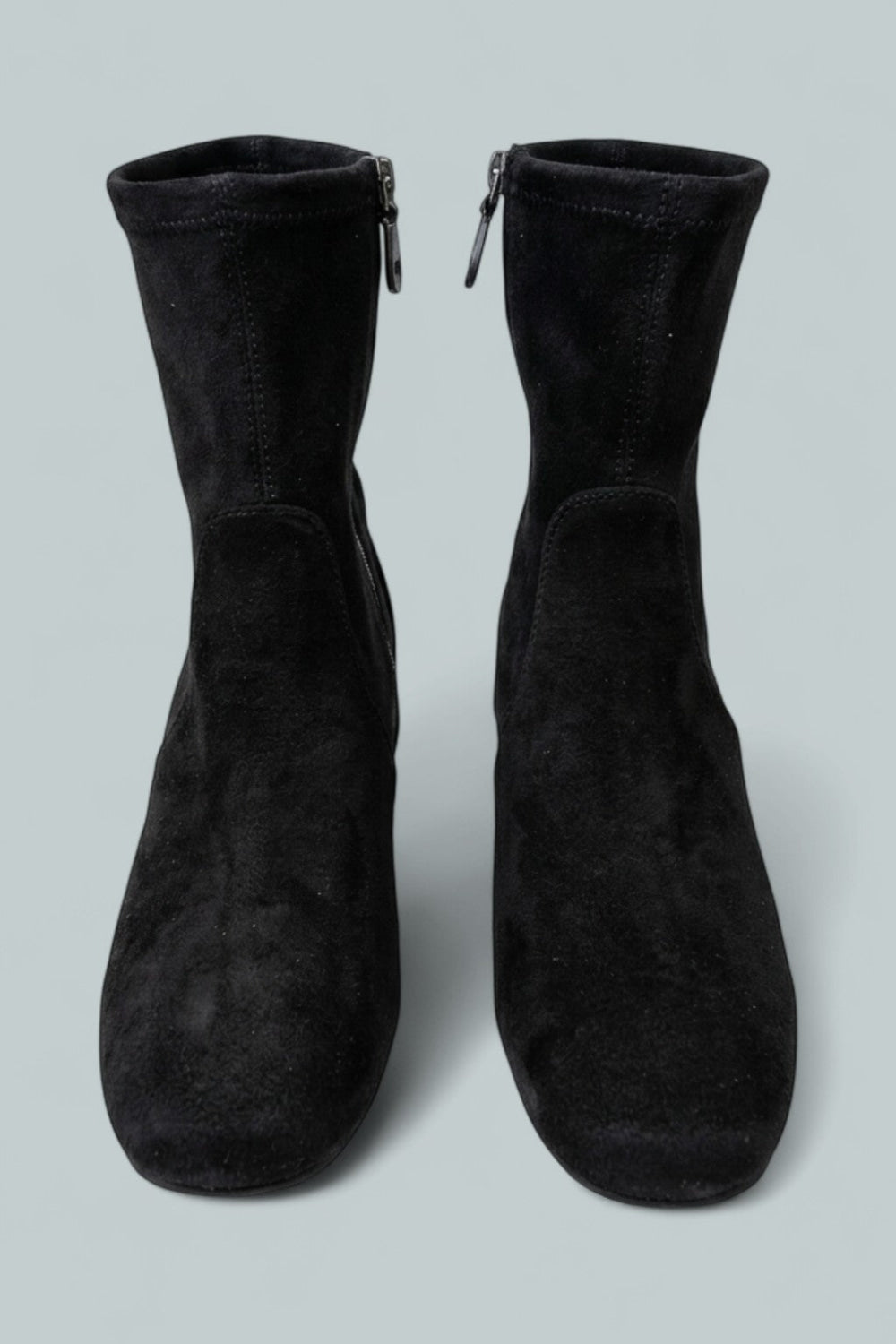 Women’s Emily Zip Mid Heel Boots - Black Suede - Boots