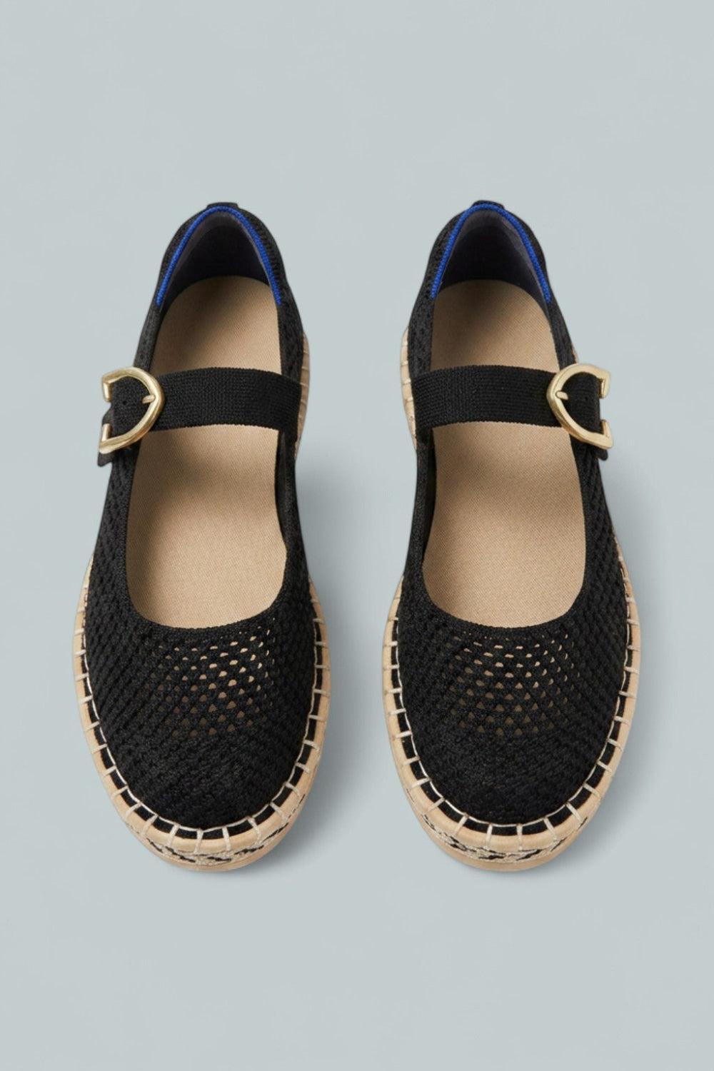 Women’s Espadrille Mary Jane Flats - Black - Flats