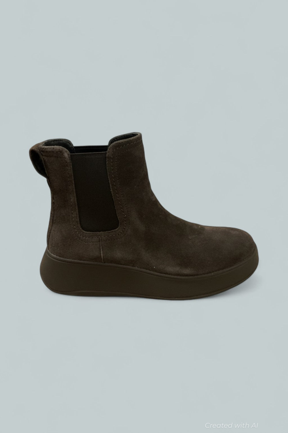Women’s F-Mode Stitch Warm Suede Chelsea Boots - Chocolate - 7 - Boots