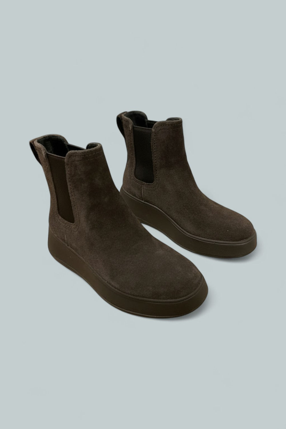 Women’s F-Mode Stitch Warm Suede Chelsea Boots - Chocolate - 7 - Boots