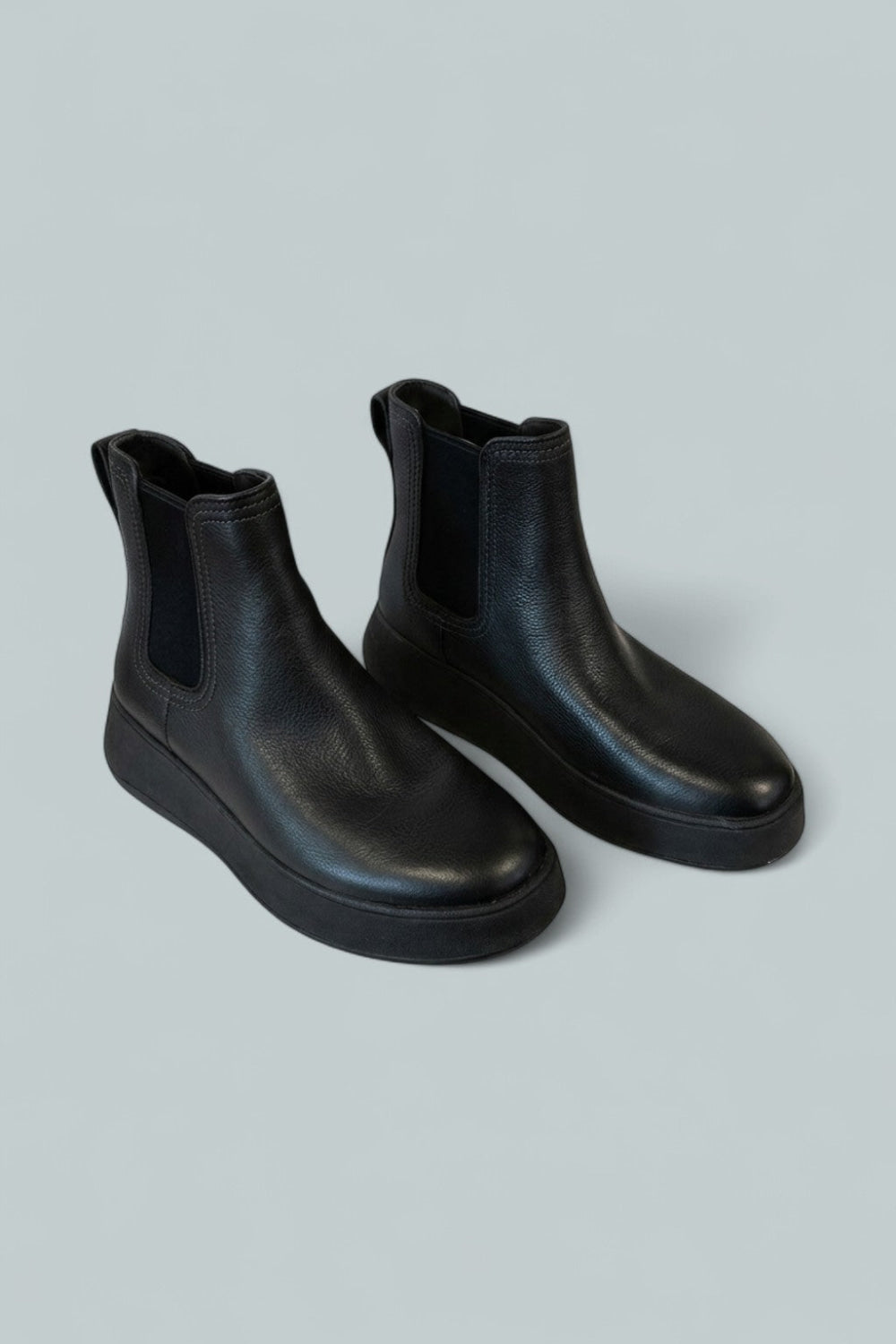 Women’s F-Mode Stitch Warm Tumbled Leather Chelsea Boots - Black - 8.5 - Boots