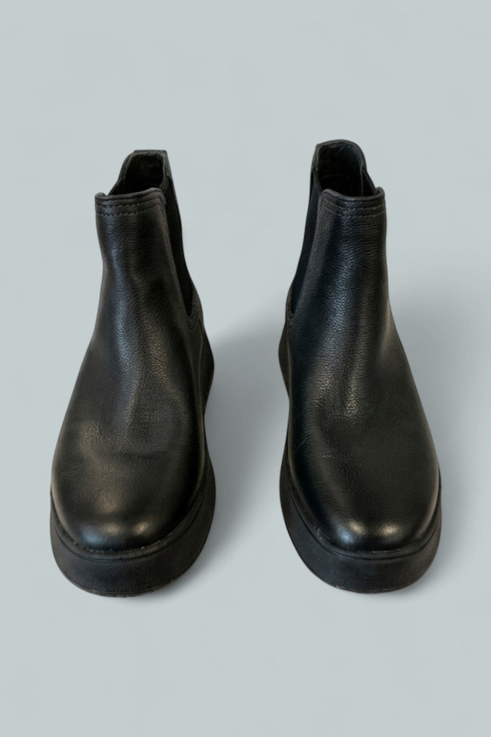 Women’s F-Mode Stitch Warm Tumbled Leather Chelsea Boots - Black - 8.5 - Boots