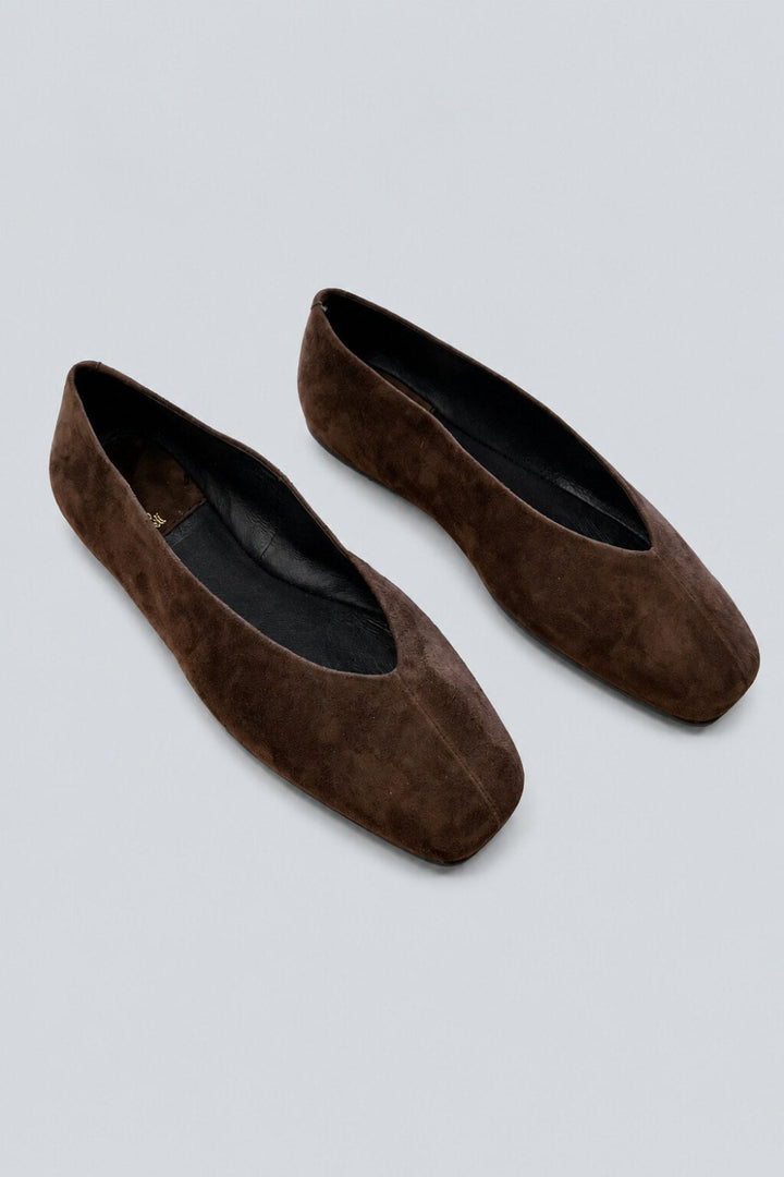 Women’s Fathom Square Toe Ballet Flats - Brown Suede - 8.5 - Flats