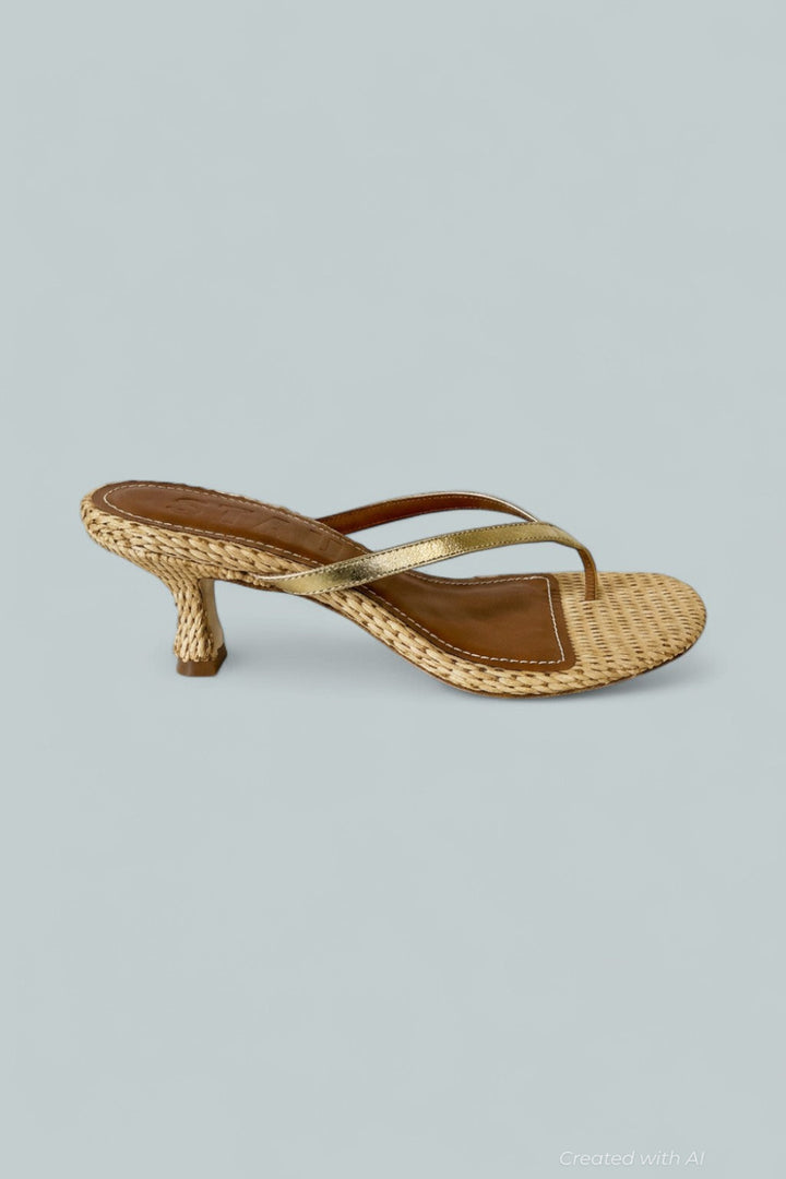 Women’s Freja Thong Kitten Heel Sandals - Gold Natural - 7 US / 37 EU - Sandal