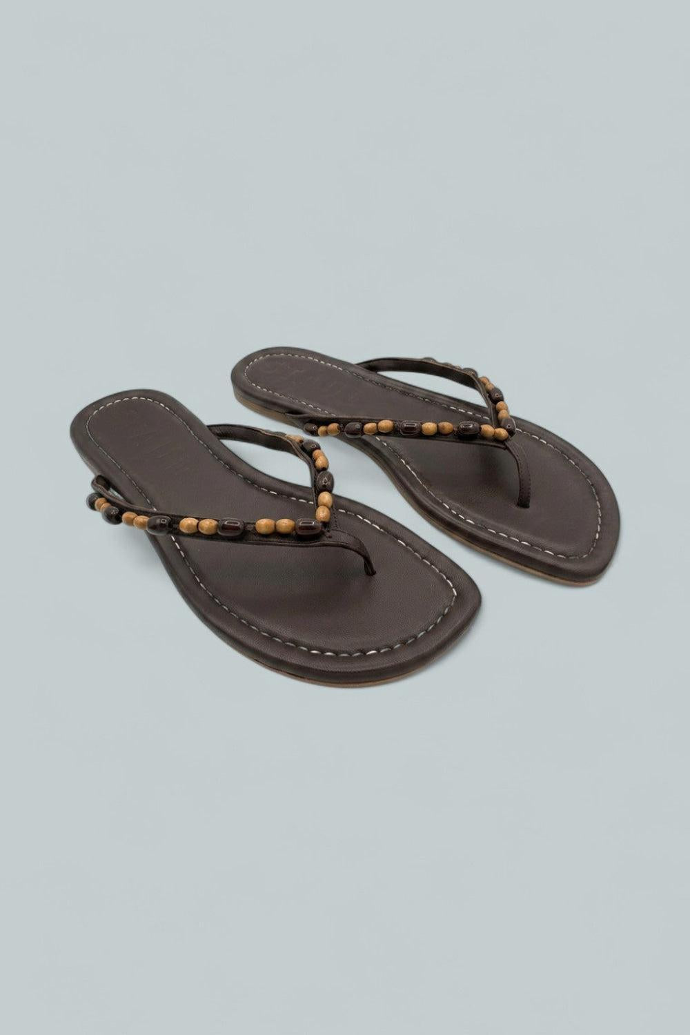 Women’s Freja Thong Sandals - Wood Beads - EU 39 / US 9 - Sandals