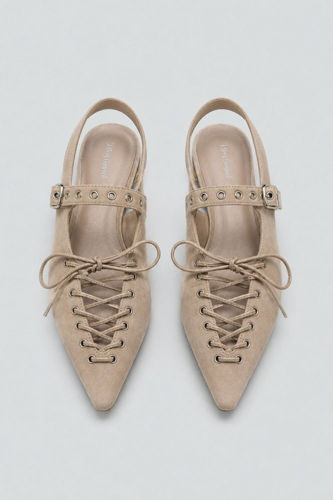 Women’s Geralt Tie Slingback Flats - Beige Suede - Slingback