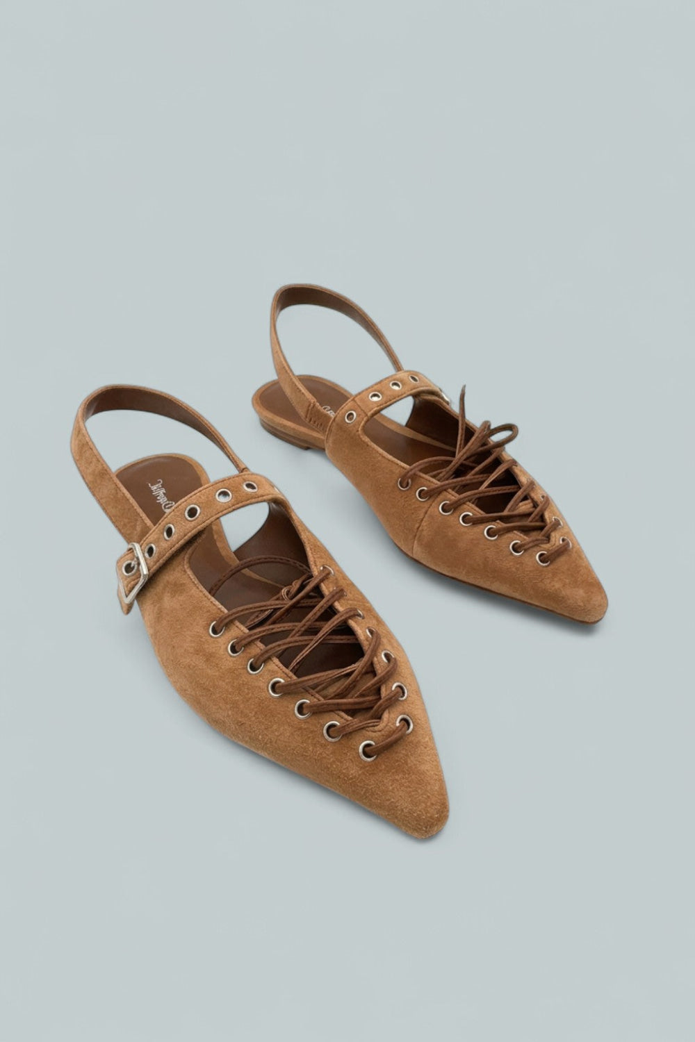 Women’s Geralt Tie Slingback Flats - Tan Suede - 6 - Slingback