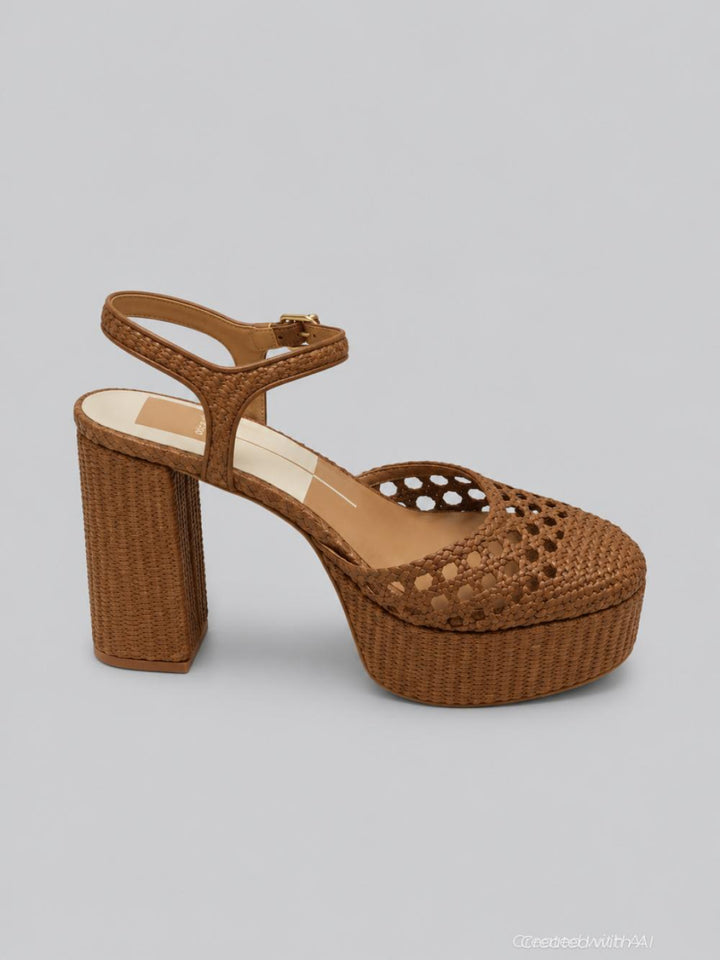 Women’s Gero Platform Sandals - Mid Brown Woven Raffia - 8.5 - Sandal