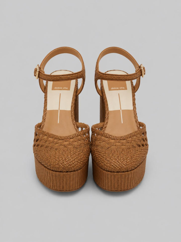 Women’s Gero Platform Sandals - Mid Brown Woven Raffia - 8.5 - Sandal