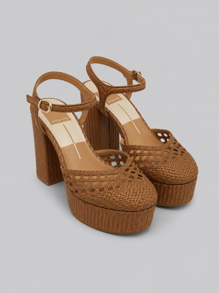 Women’s Gero Platform Sandals - Mid Brown Woven Raffia - 8.5 - Sandal