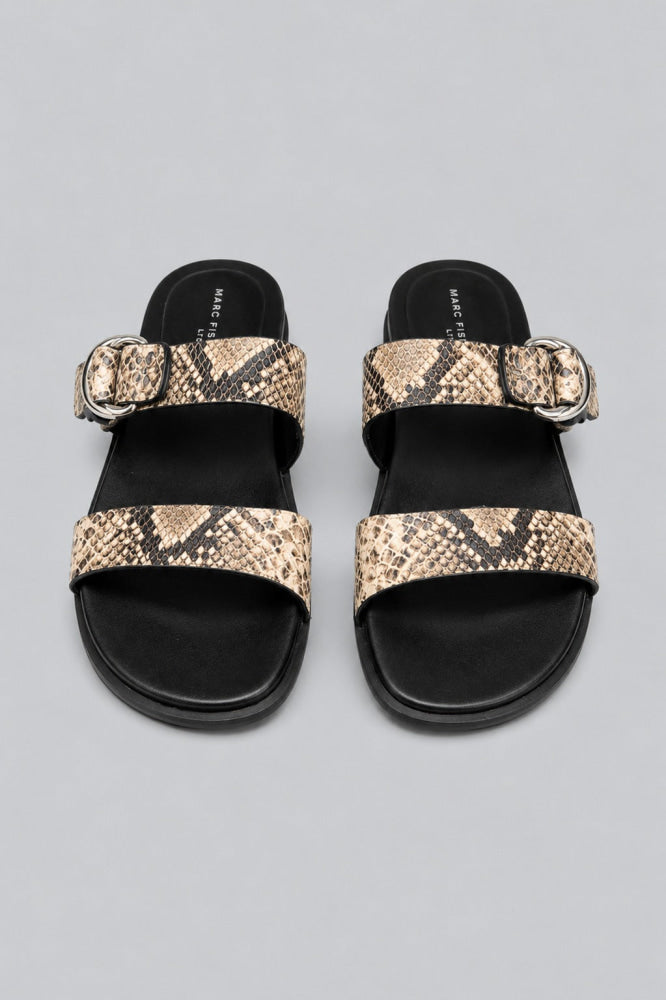Women’s Gia Snake Embossed Leather Slide Sandals - White - 9.5 - Sandal