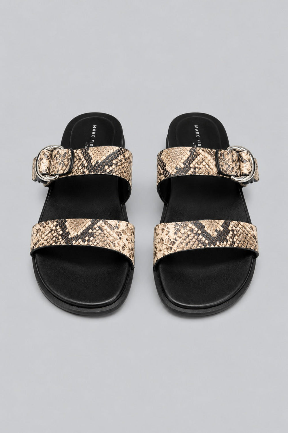 Women’s Gia Snake Embossed Leather Slide Sandals - White - 9.5 - Sandal