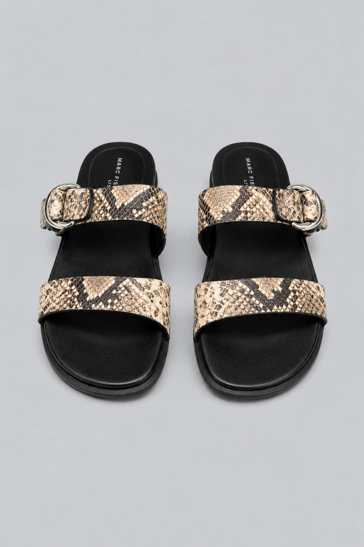Women’s Gia Snake Embossed Leather Slide Sandals - White - 9.5 - Sandal