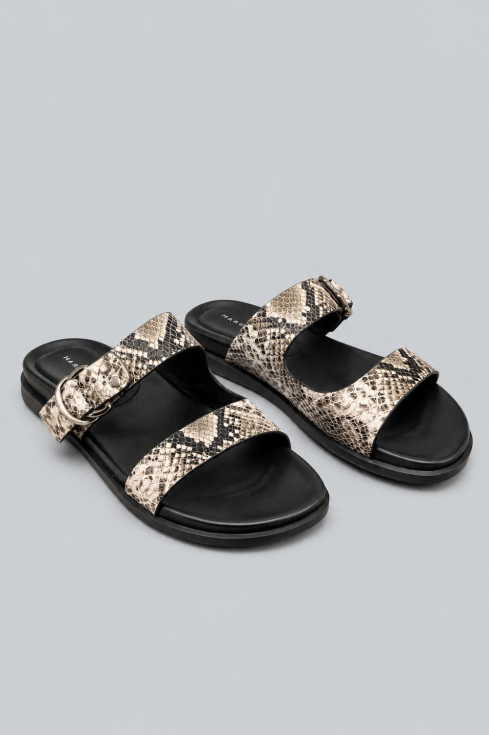 Women’s Gia Snake Embossed Leather Slide Sandals - White - 9.5 - Sandal