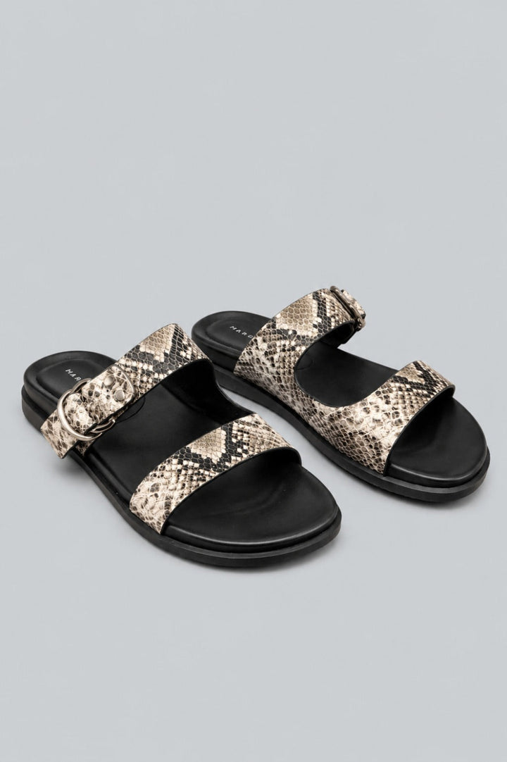 Women’s Gia Snake Embossed Leather Slide Sandals - White - 9.5 - Sandal