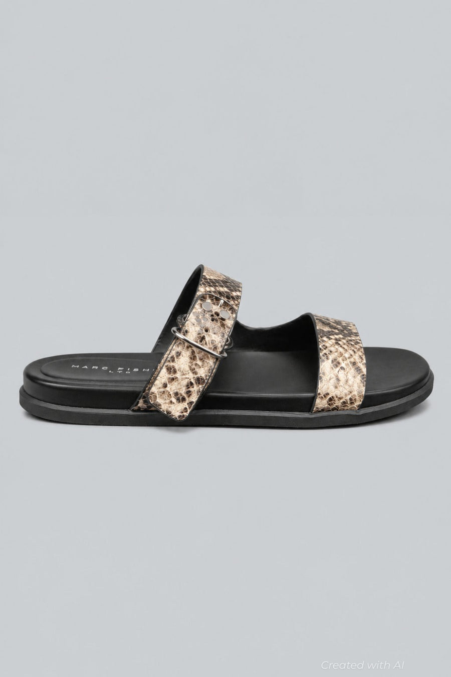 Women’s Gia Snake Embossed Leather Slide Sandals - White - 9.5 - Sandal
