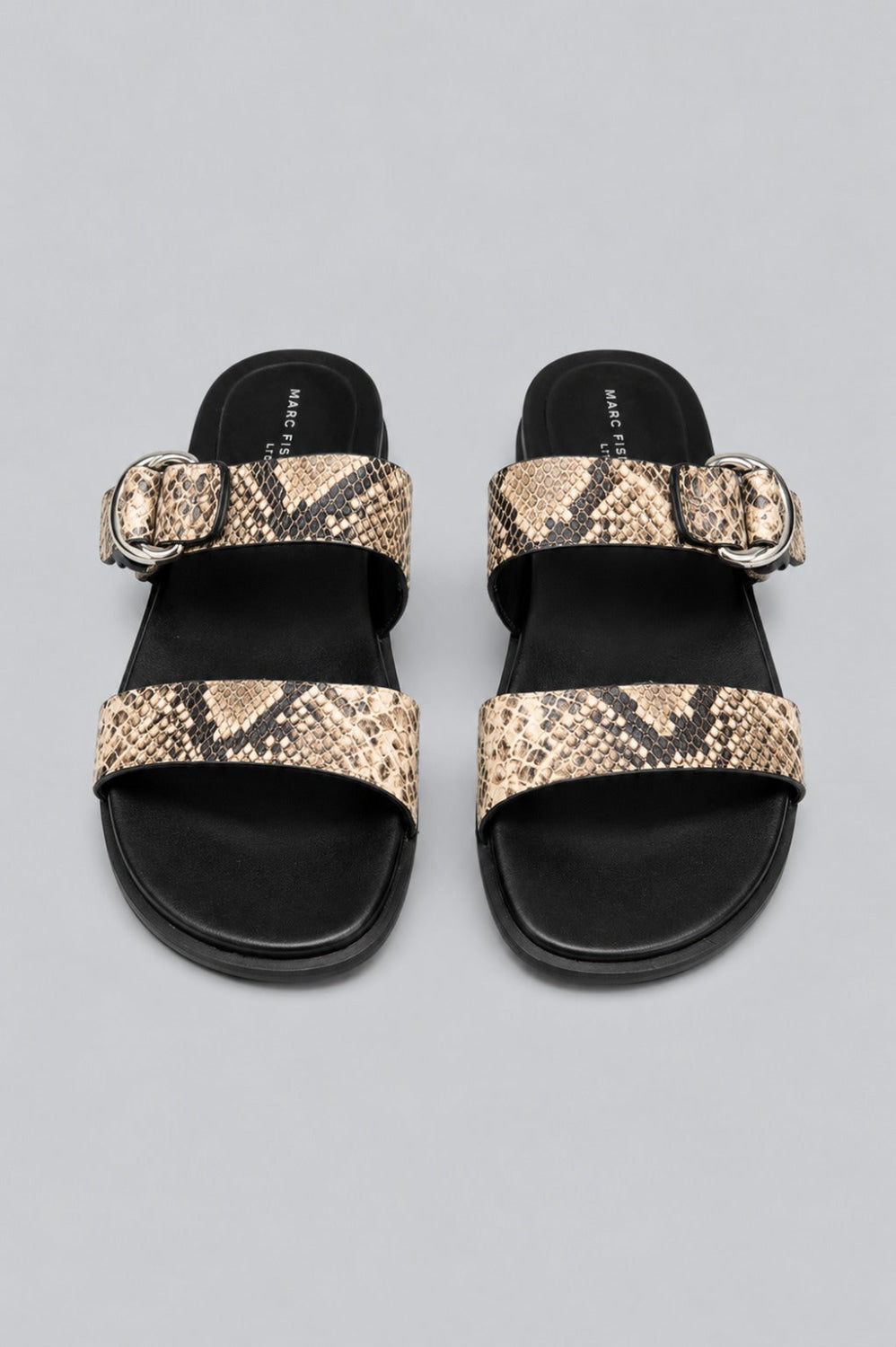 Women’s Gia Snake Embossed Leather Slide Sandals - White - 9.5 - Sandal