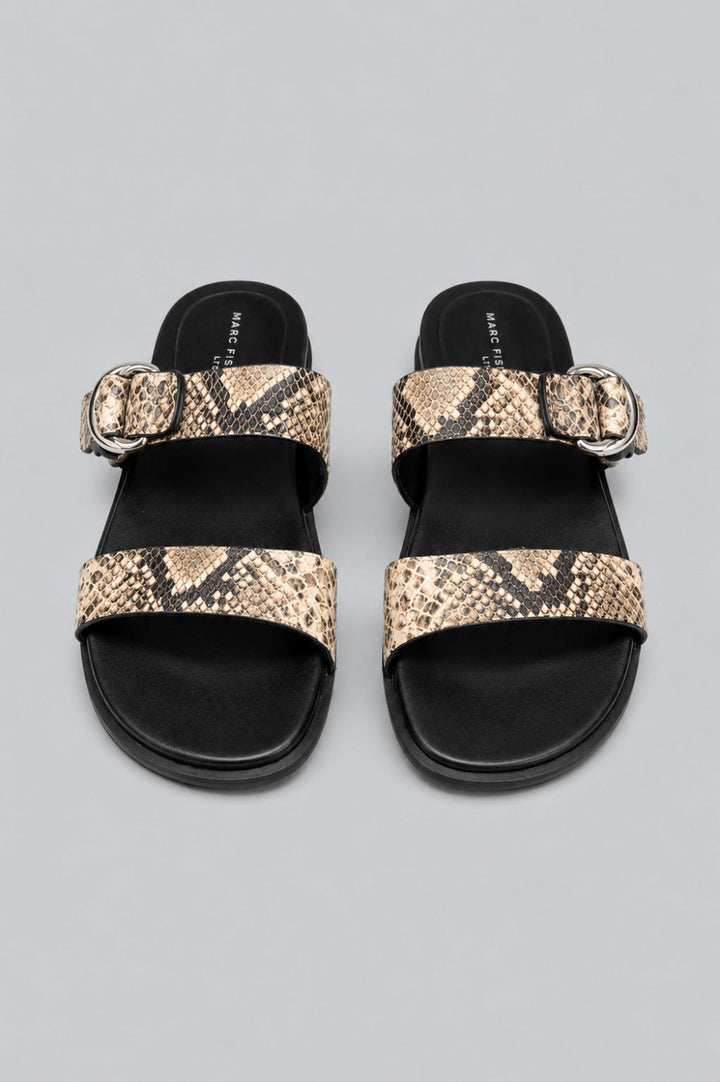 Women’s Gia Snake Embossed Leather Slide Sandals - White - 9.5 - Sandal
