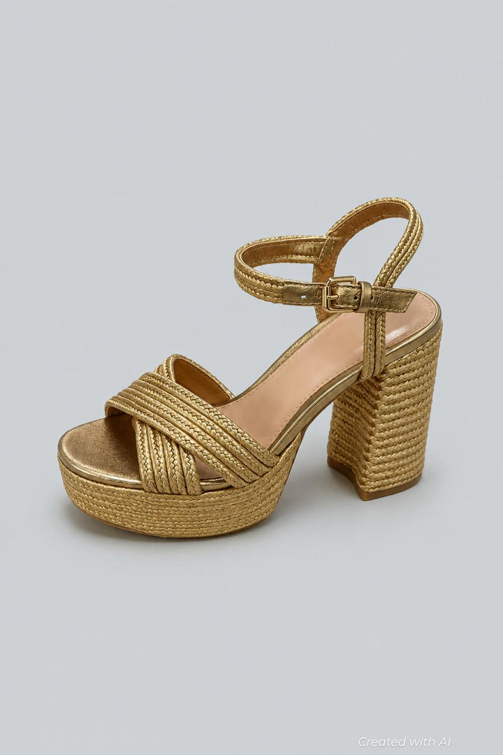 Women’s Grace Platform Sandals - Gold Raffia - Sandal