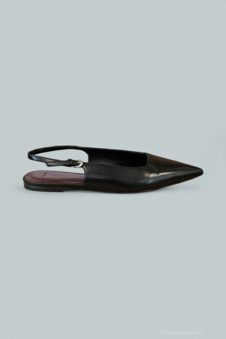 Women’s Gracy Leather Slingback Flat - Black - 9 - Slingback