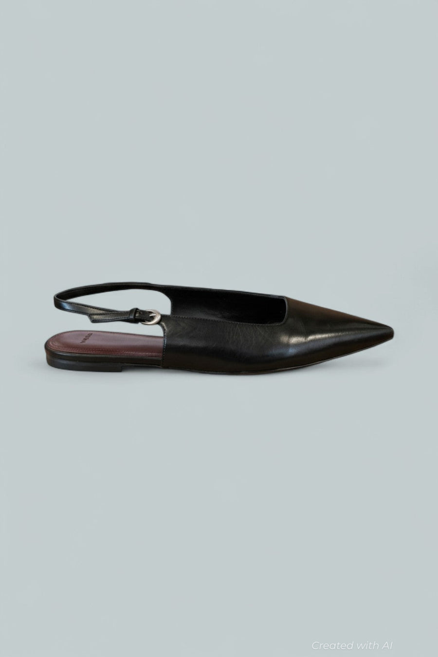 Women’s Gracy Leather Slingback Flat - Black - 9 - Slingback