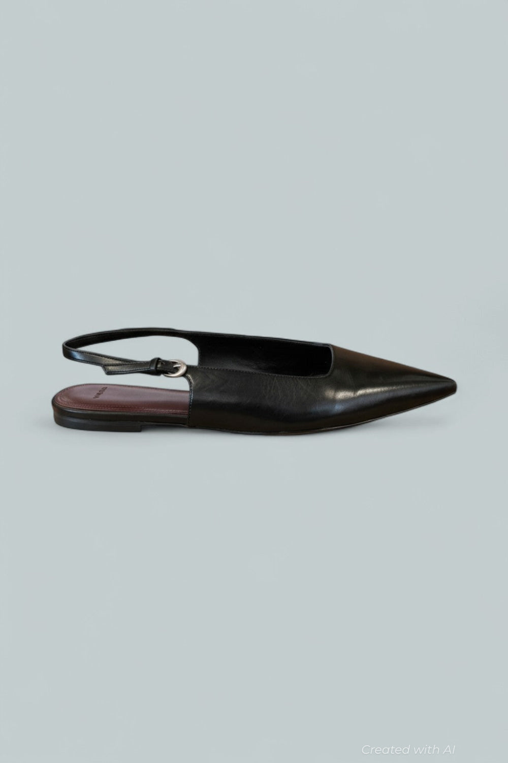 Women’s Gracy Leather Slingback Flat - Black - 9 - Slingback