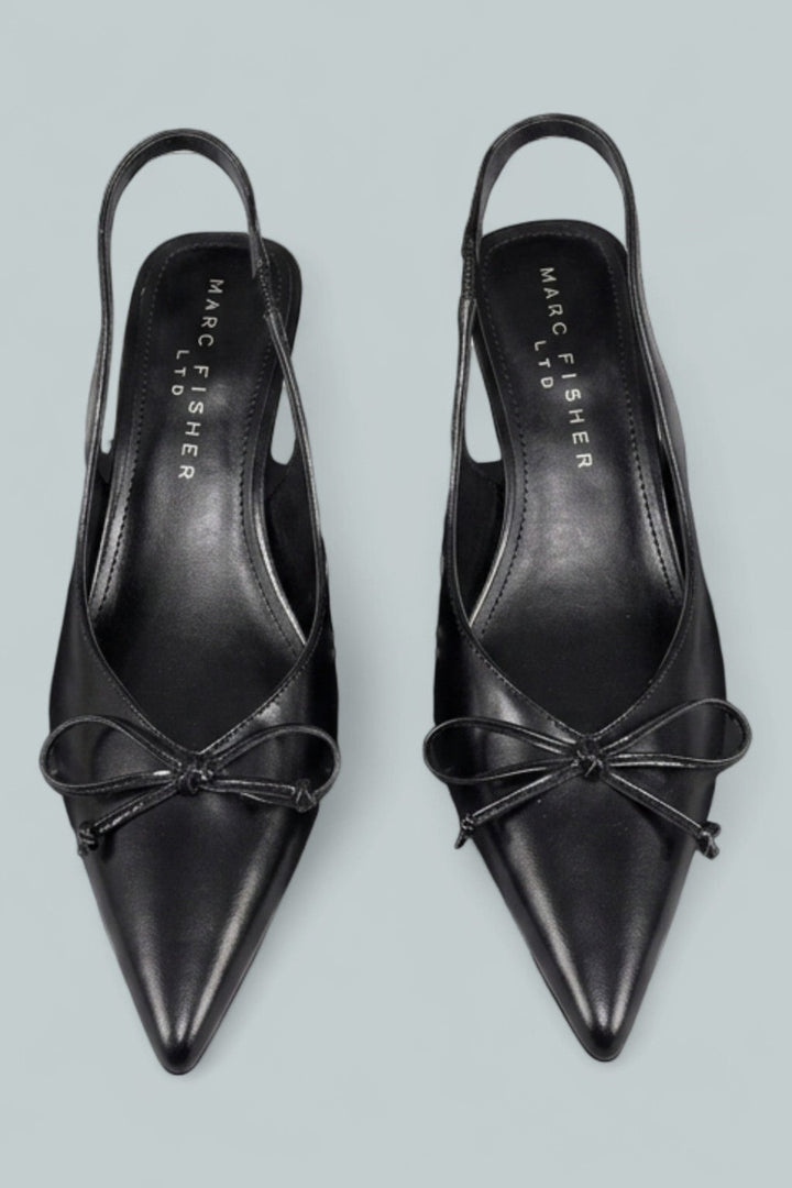 Women’s Gretel Leather Slingback Pumps - Black - Slingback