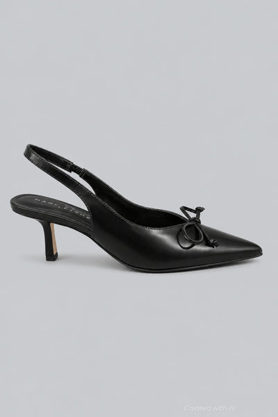 Women’s Gretel Leather Slingback Pumps - Black - Slingback