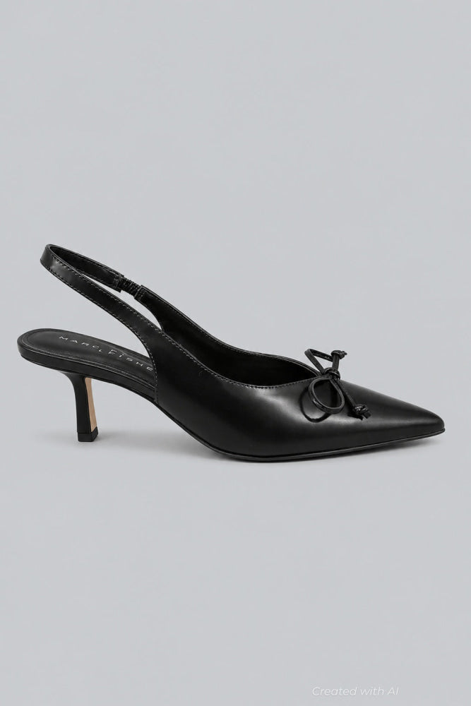 Women’s Gretel Leather Slingback Pumps - Black - Slingback