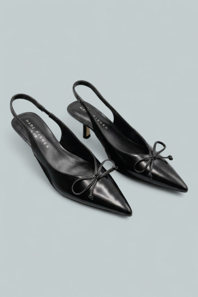 Women’s Gretel Leather Slingback Pumps - Black - Slingback